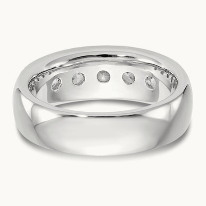 5-Stone Diamond Channel Band, 14K White Gold