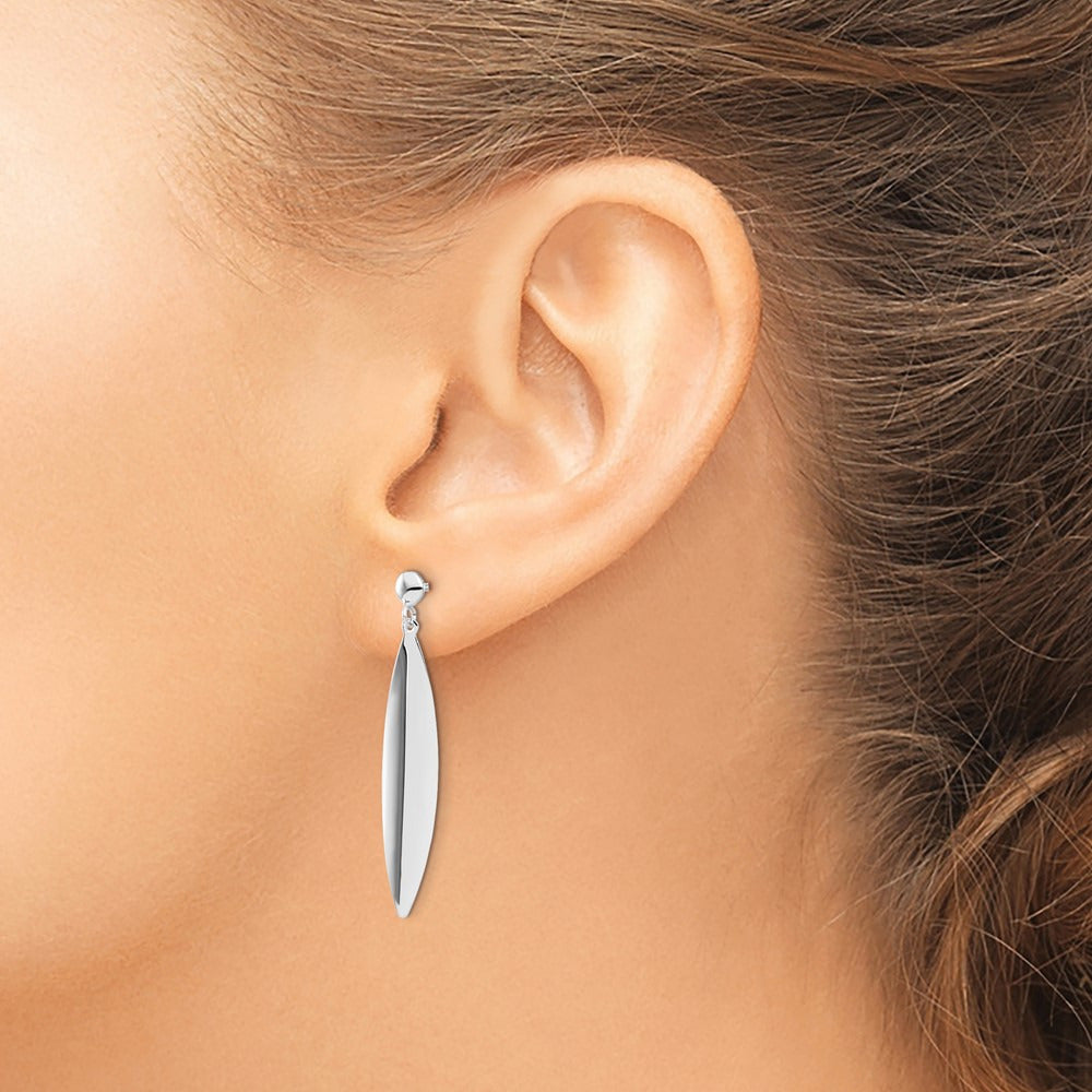 Polished Post Dangle Earrings — 14K White Gold