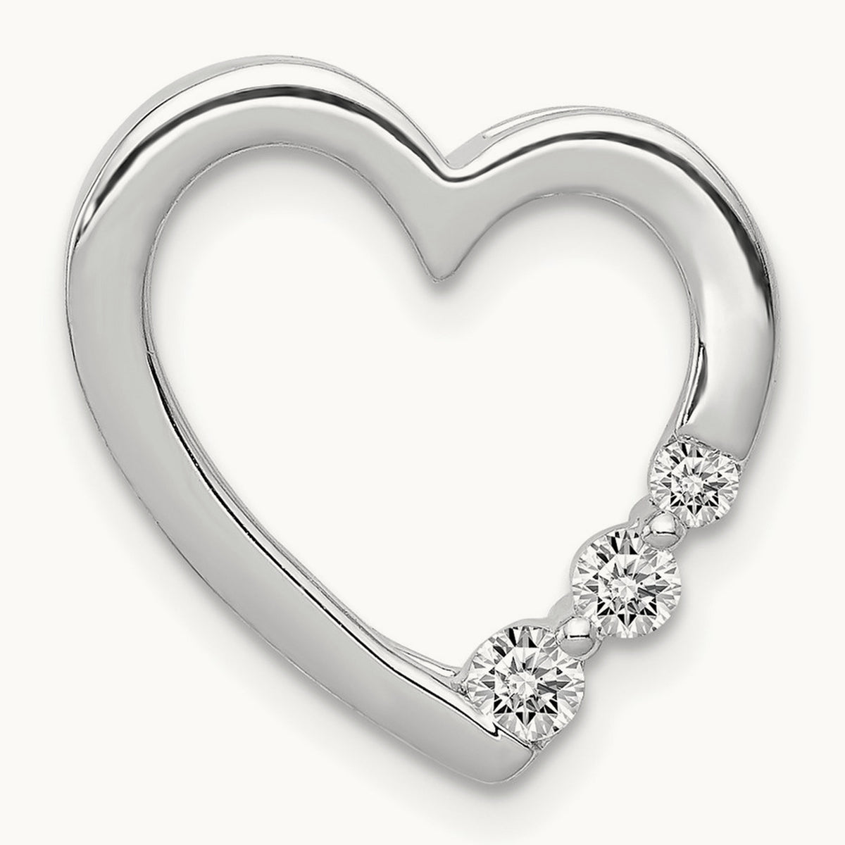 1/6ct. Diamond Heart Chain Slide — 14K White Gold