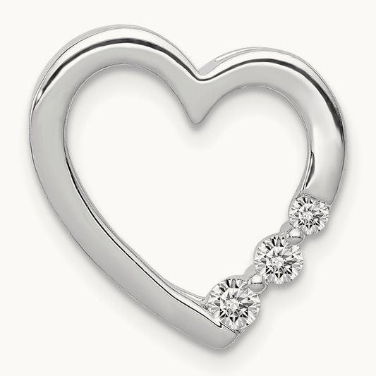 1/6ct. Diamond Heart Chain Slide — 14K White Gold