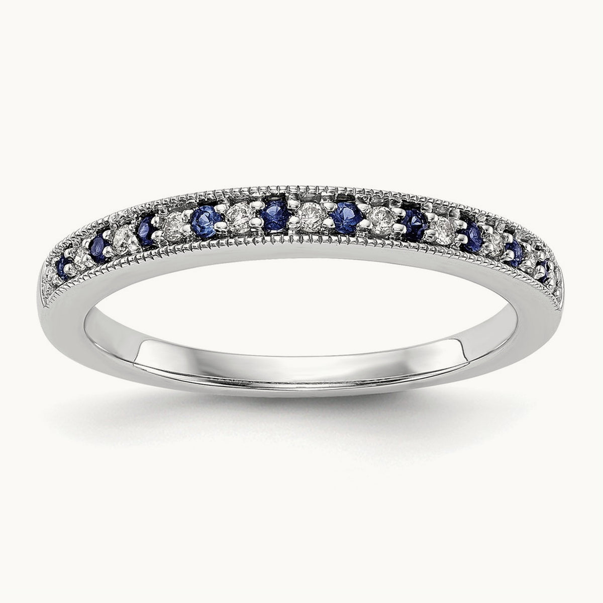 Diamond w/Sapphire Band, 14K White Gold