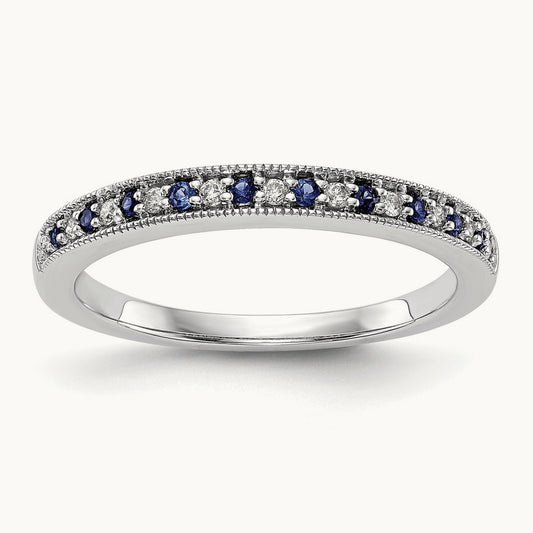 Diamond w/Sapphire Band, 14K White Gold