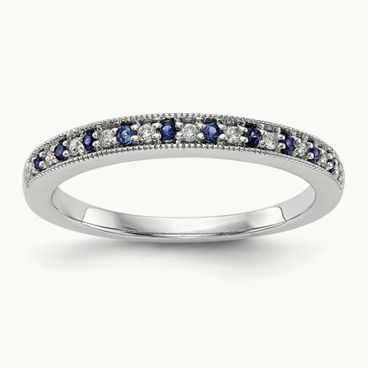 Diamond w/Sapphire Band, 14K White Gold