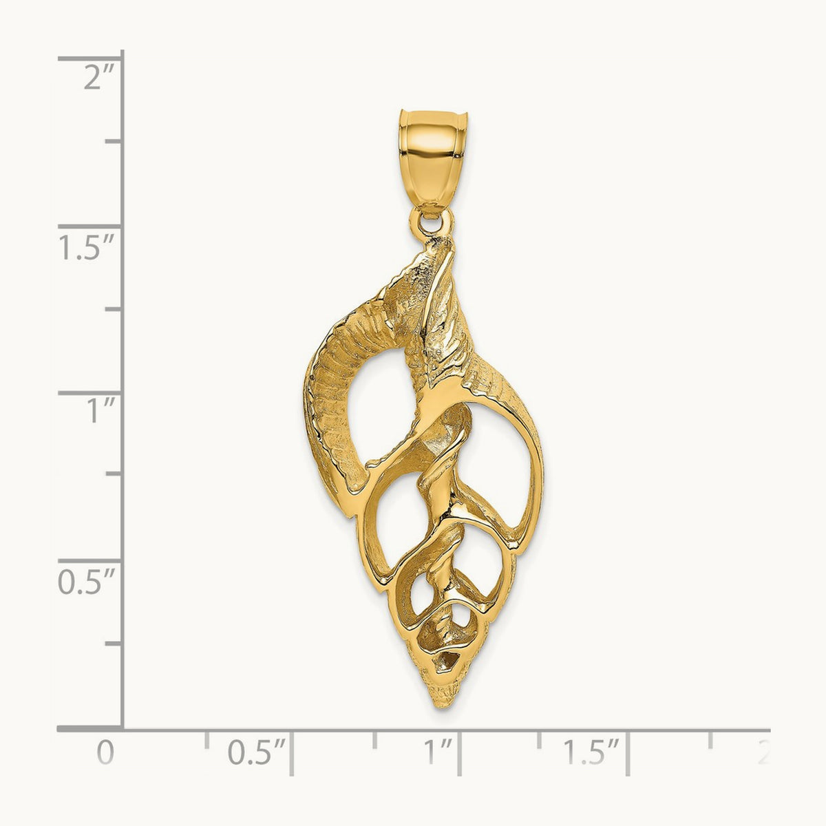Cut-Out Conch Shell Skeleton Charm, 14K