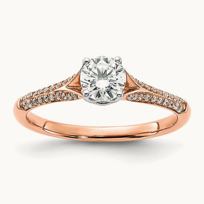 And Rose Gold Semi-Mount Round Engagement Ring, 0.10 ct tw