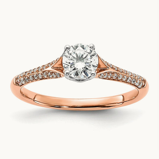 And Rose Gold Semi-Mount Round Engagement Ring, 0.10 ct tw