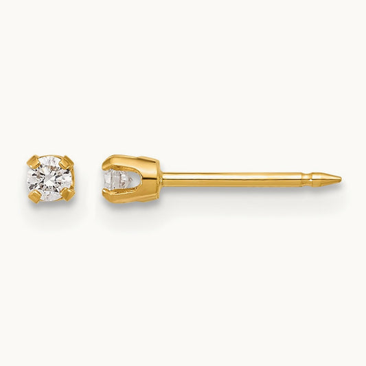 Inverness 14k Polished .10ct Lab Grown Diamond Short Post Earrings, 2.4mm