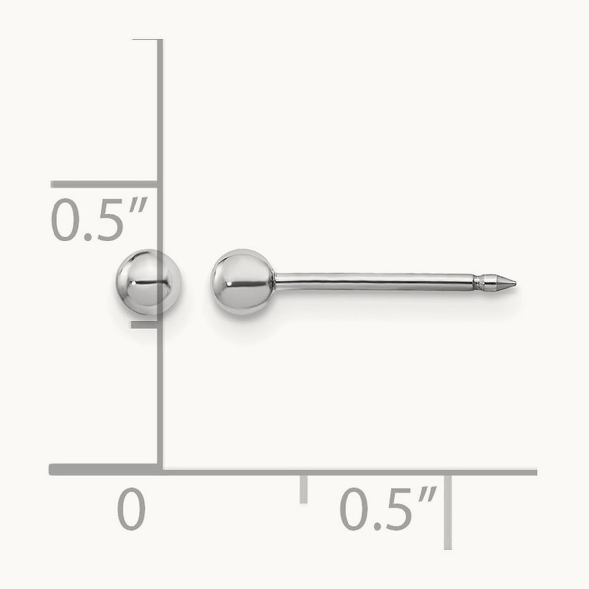 Inverness Ball Post Earrings — 14K White Gold, 3mm
