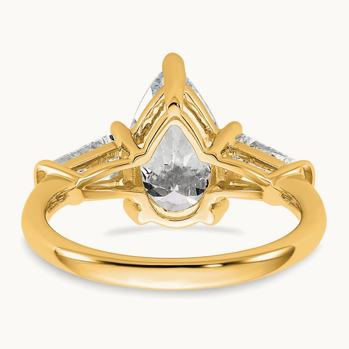 Pear/Baguette Engagement Ring, 1.50-6.75 ct tw Lab-Grown Diamond — 3 1/3 ct, 14K Yellow Gold