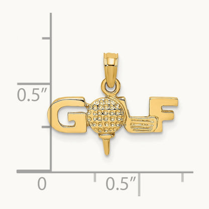 Solid Polished GOLF Charm, 14K