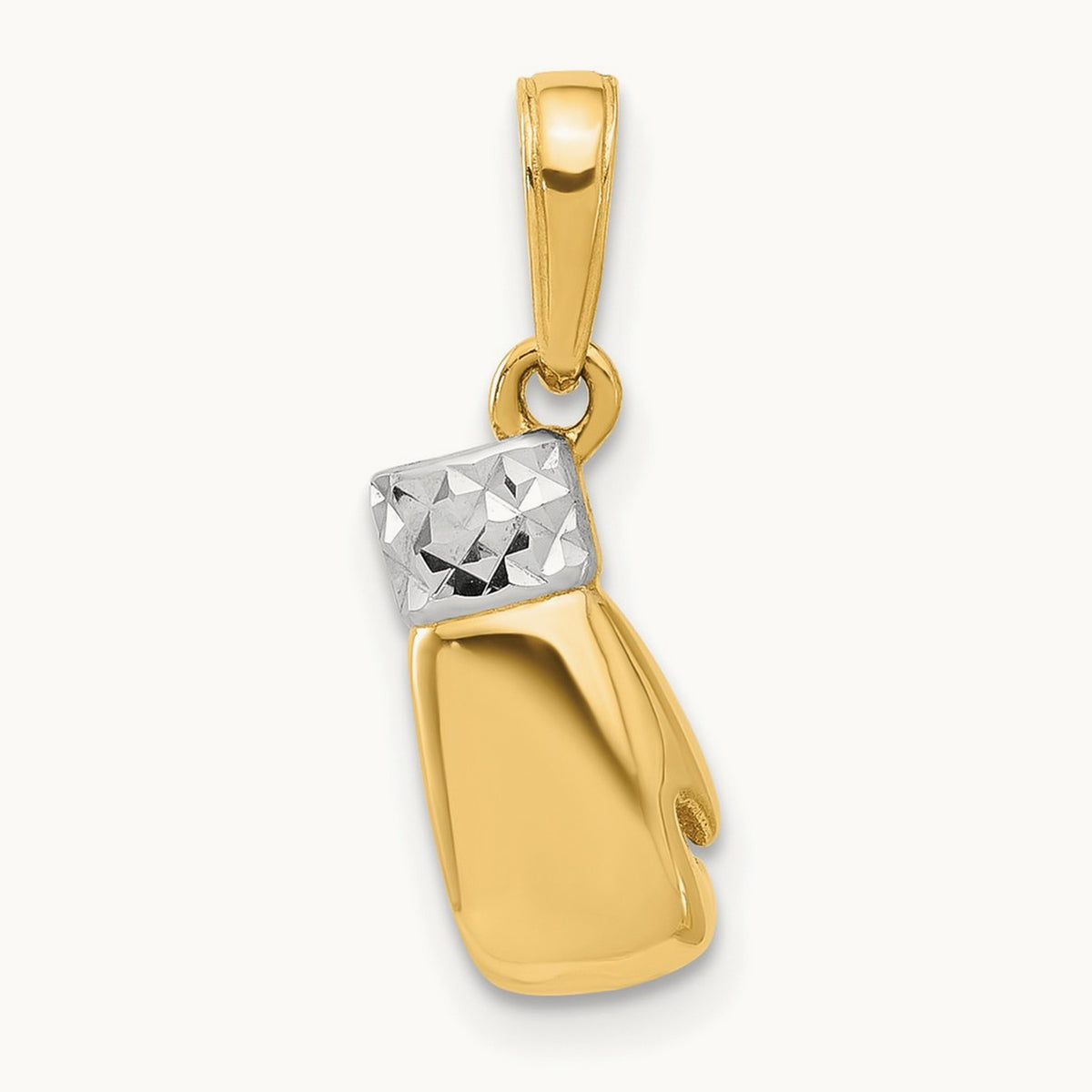 D/C Boxing Glove Pendant, 14K with White Rhodium