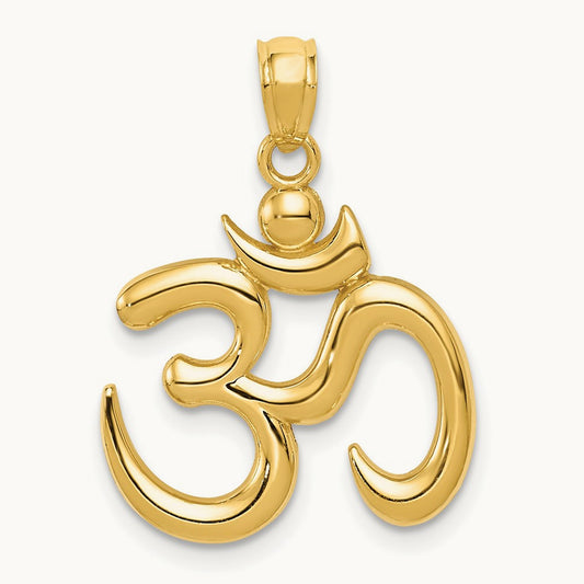 Polished Om Symbol Pendant, 14K