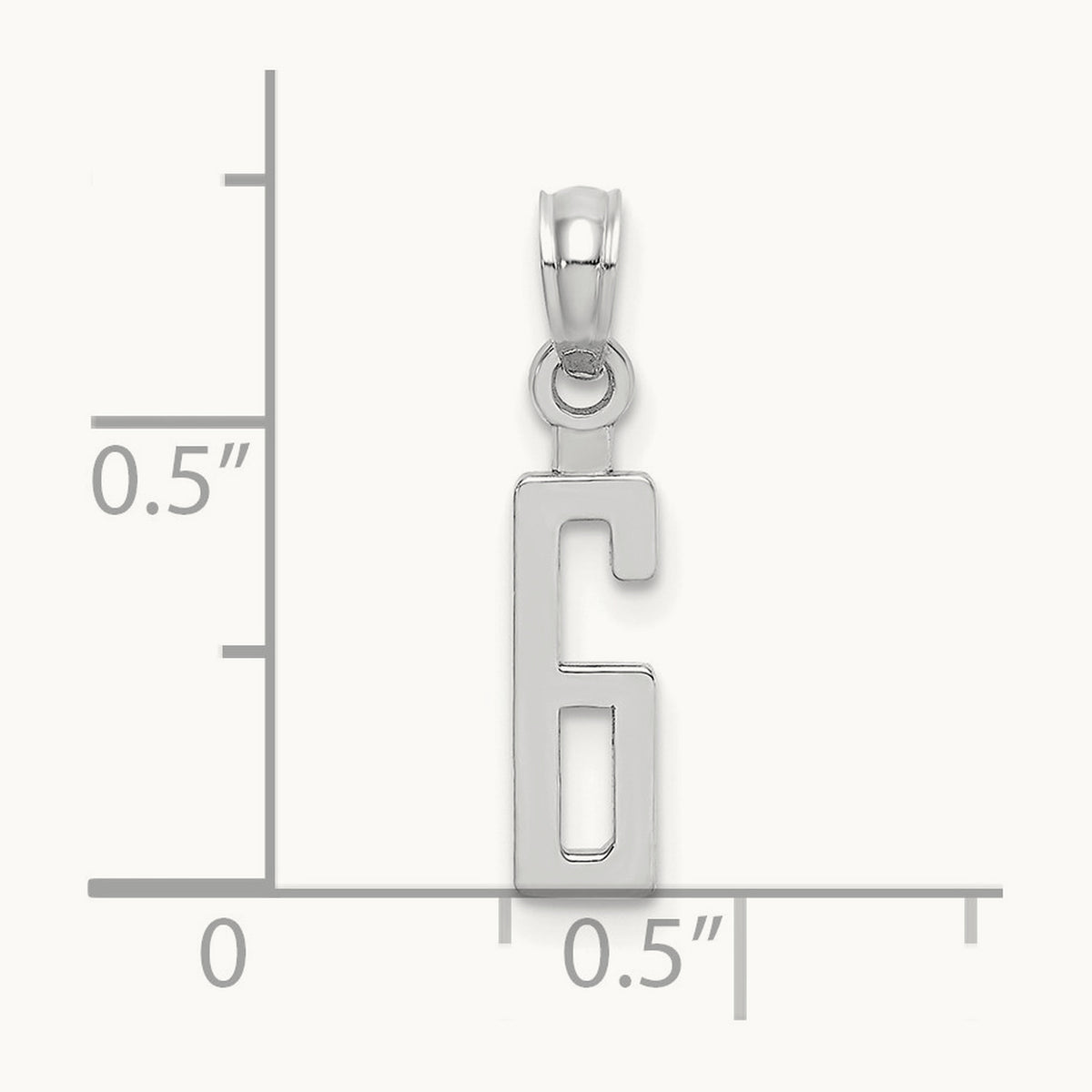 Polished Number 6 Pendant — 14K White Gold