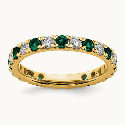 Created Emerald Eternity Band, 0.25-0.75 ct tw Lab-Grown Diamond — 14K Yellow Gold