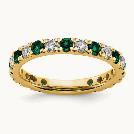 Created Emerald Eternity Band, 0.25-0.75 ct tw Lab-Grown Diamond — 14K Yellow Gold