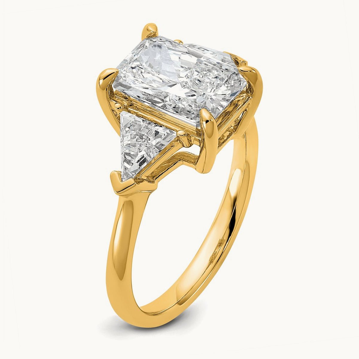 Radiant & Triangle Engagement Ring, 1.25-3.50 ct tw Lab-Grown Diamond — 3 5/8 ct, 14K Yellow Gold