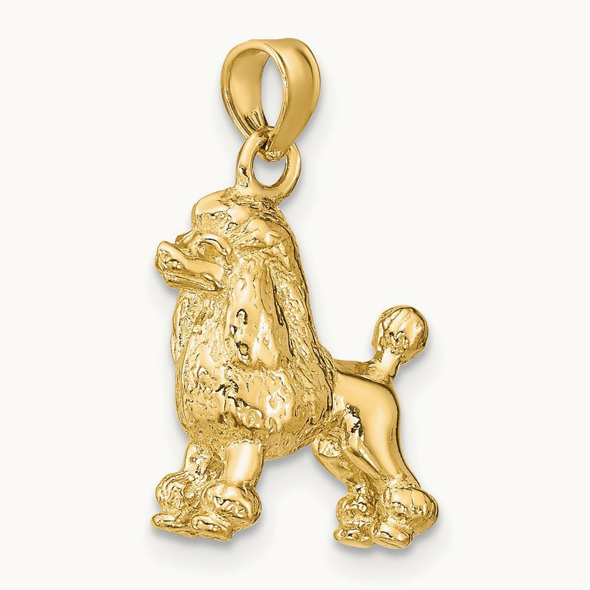 3-D Poodle Dog Charm, 14K