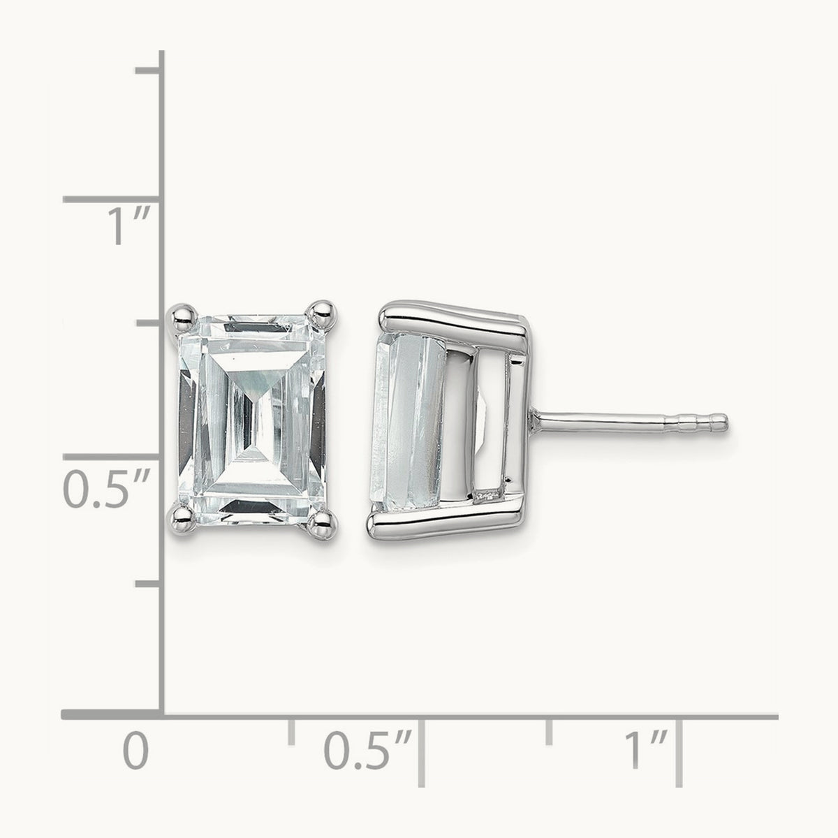 Emerald Four-Prong Stud Earrings, 0.50-6.00 ct tw Lab-Grown Diamond — 6 ct, 14K White Gold