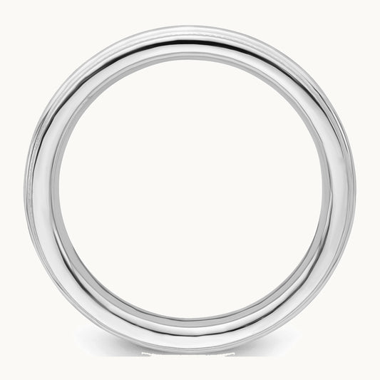 Sterling Silver Rhodium-plated 3mm Comfort Fit Milgrain Band