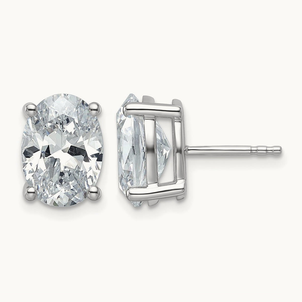 Oval Four-Prong Stud Earrings, 0.50-6.00 ct tw Lab-Grown Diamond — 5 ct, 14K White Gold