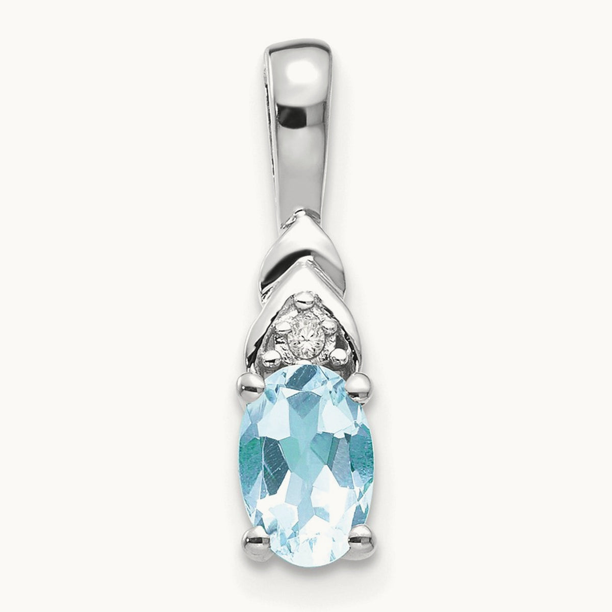 Aquamarine and Diamond Pendant — 14K White Gold