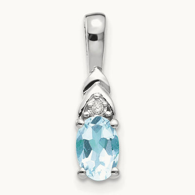 Aquamarine and Diamond Pendant — 14K White Gold