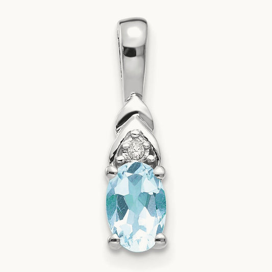 Aquamarine and Diamond Pendant — 14K White Gold