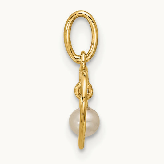 Polished Freshwater Pearl Heart Pendant, 14K