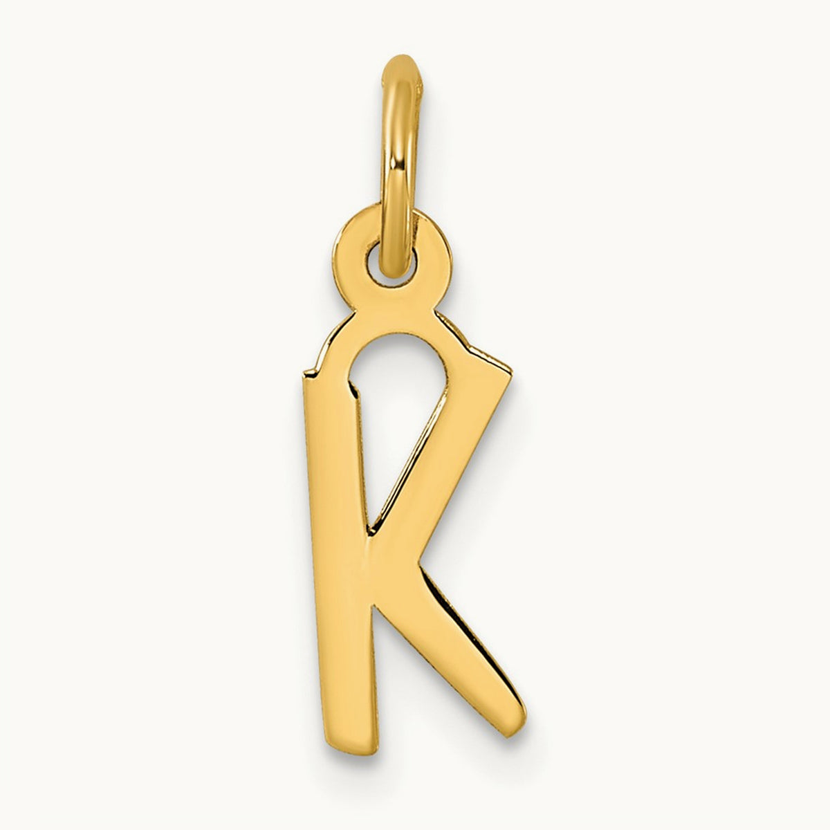 Small Slanted Block Initial Charm — 14K Yellow Gold, K