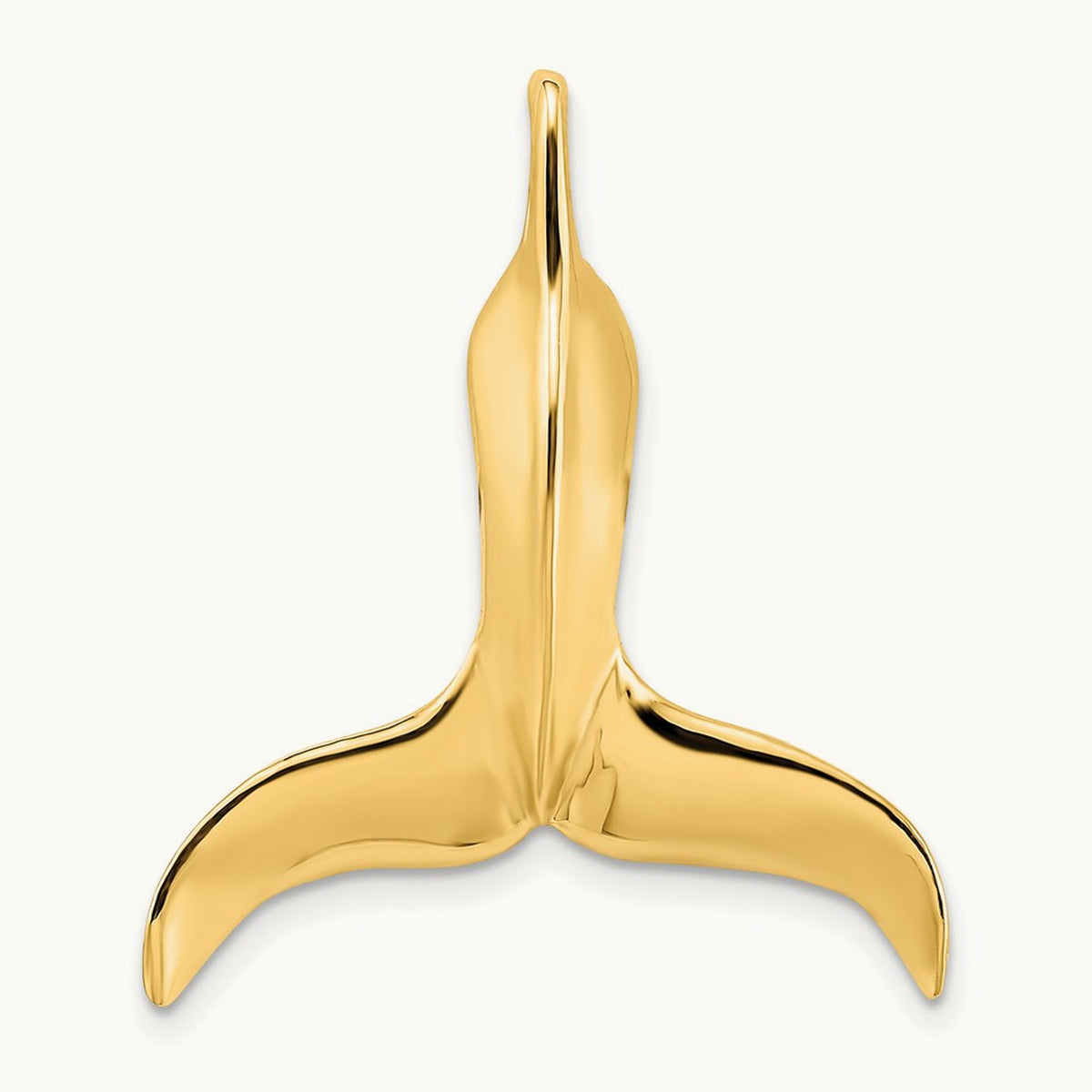 3-D Polished Whale Tail Chain Slide — 14K Yellow Gold, 30mm