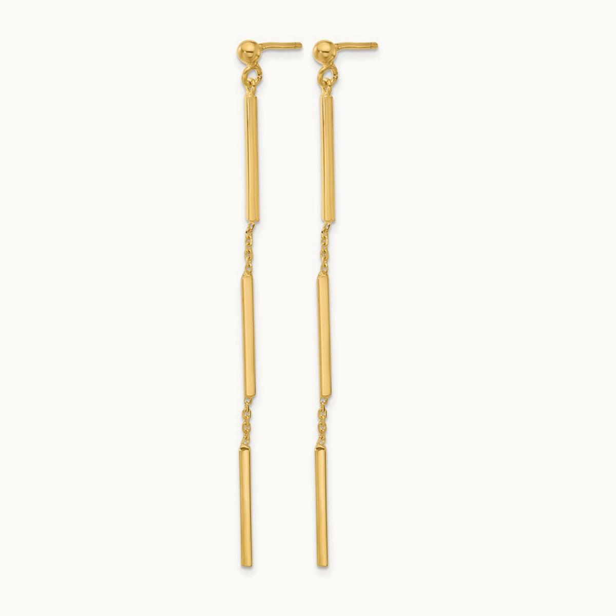 Polished 3 Bar Dangle Post Earrings, 14K — Leslie's