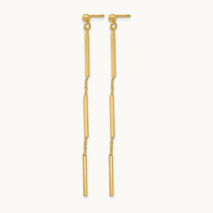 Polished 3 Bar Dangle Post Earrings, 14K — Leslie's