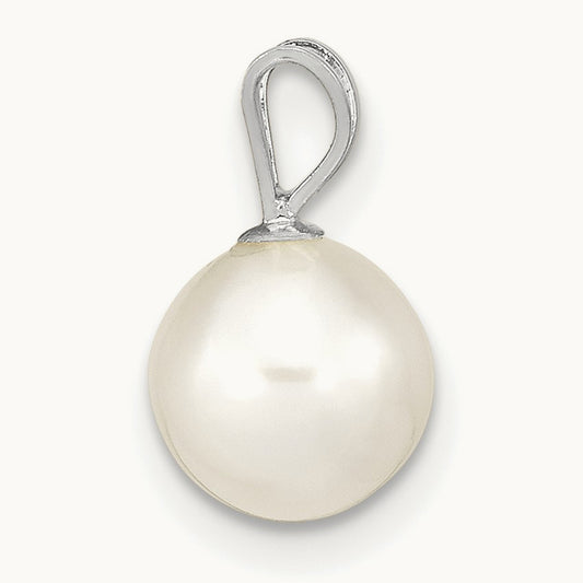 WG 7- Round White Freshwater Cultured Pearl Pendant, 14K