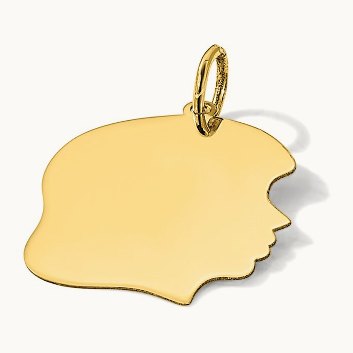 Plain Medium .013 Gauge Facing Right Engravable Girl Head Charm — 25.2mm