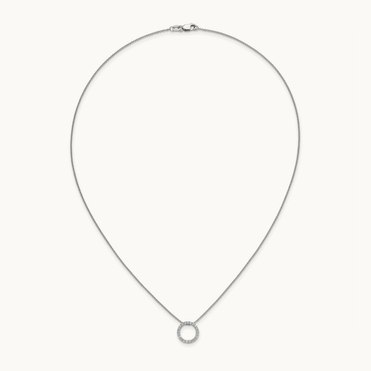 Diamond Circle 18 inch Necklace, 14K White Gold