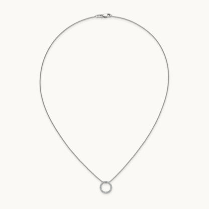 Diamond Circle 18 inch Necklace, 14K White Gold