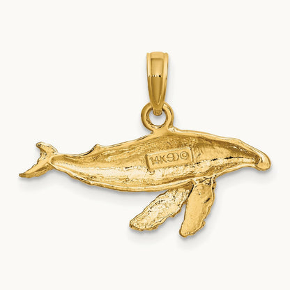 2-D Whale Charm, 14K