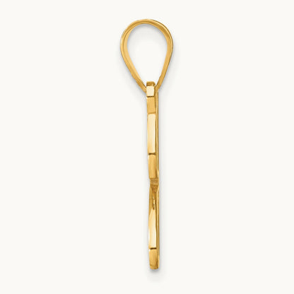 Diamond Script Letter J Initial Pendant, 14K Yellow Gold