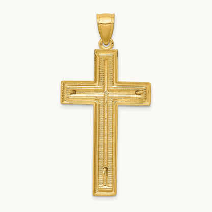 Diamond-cut Latin Crucifix Pendant, 14K Two-tone