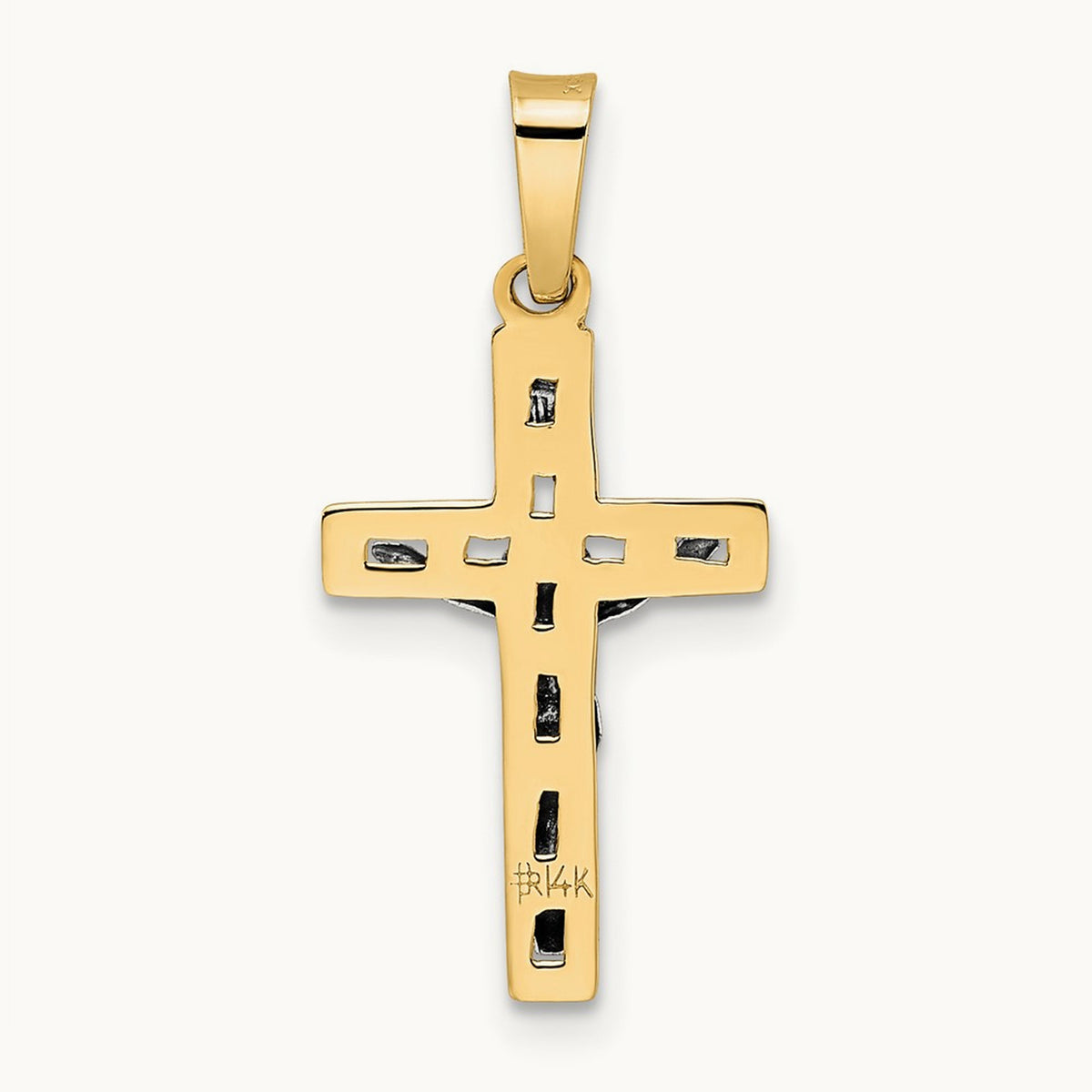Polished Solid INRI Crucifix Pendant — 24.2mm