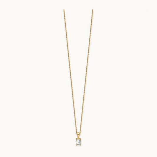 Emerald Pendant Necklace, 0.50-2.00 ct tw Lab-Grown Diamond — 1/2 ct, 14K Yellow Gold