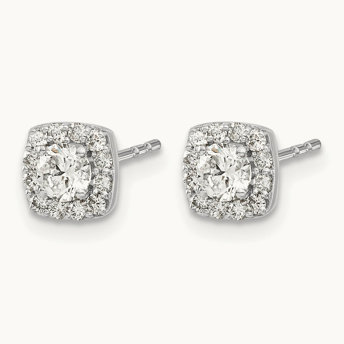 Square Cluster Diamond Earrings, 14K White Gold