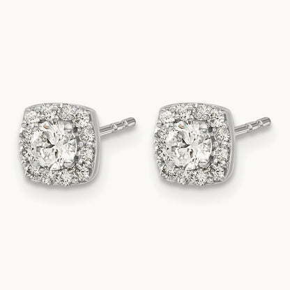 Square Cluster Diamond Earrings, 14K White Gold