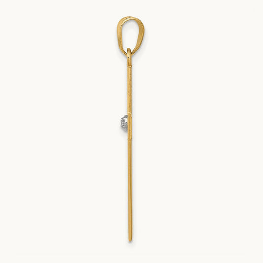 Polished .02ct. Diamond Cross Pendant, 14K
