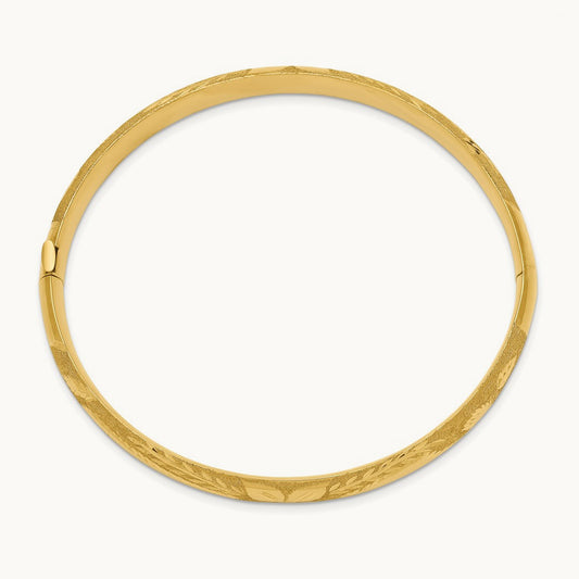5/16 Oversized Laser Cut Hinged Bangle Bracelet, 14K