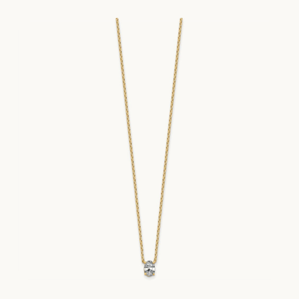 Oval Pendant Necklace, 0.25-4.00 ct tw Lab-Grown Diamond — 1/2 ct, VS (Best), 14K Yellow Gold
