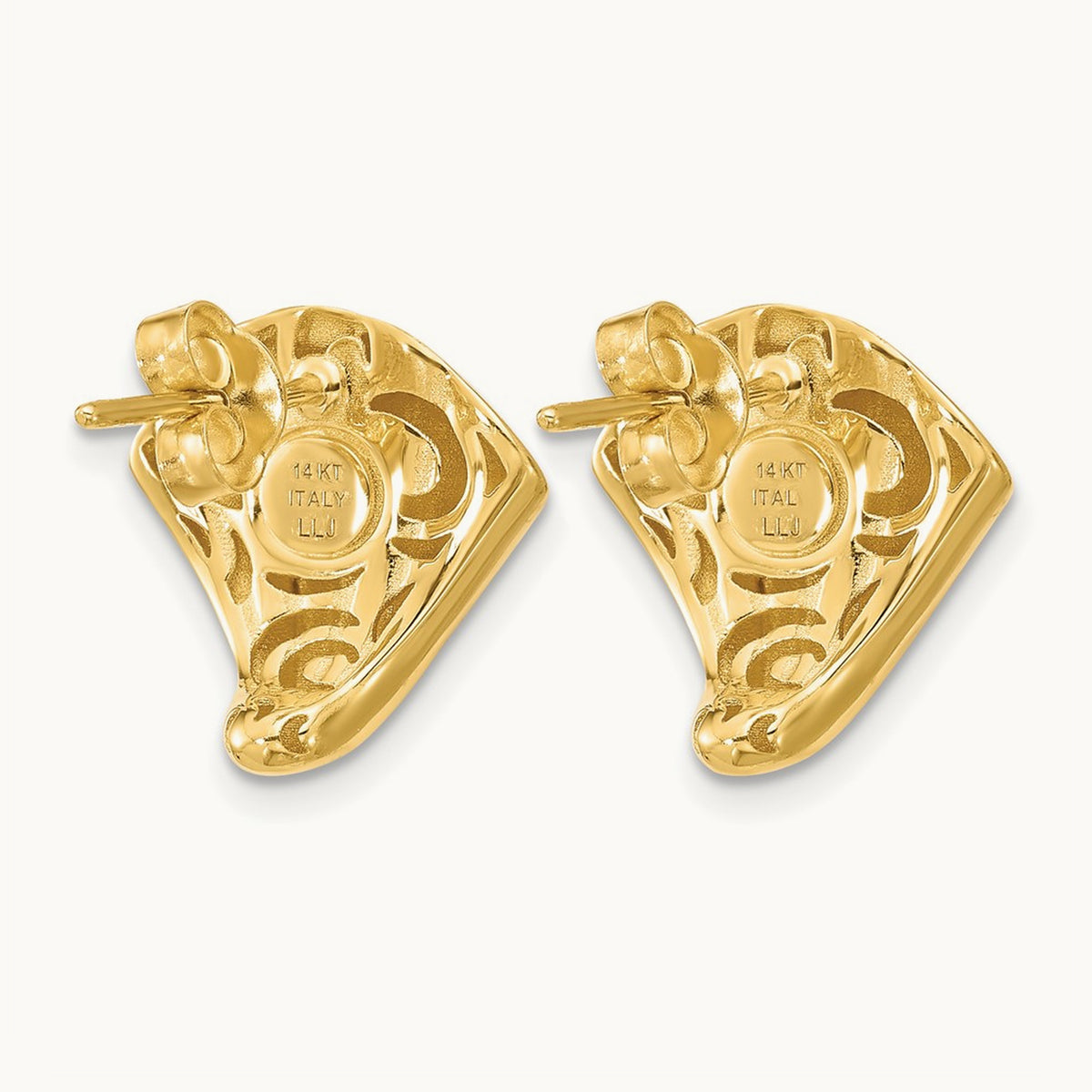 w/Black Enamel Polished Fancy Post Earrings, 14K — Leslie's