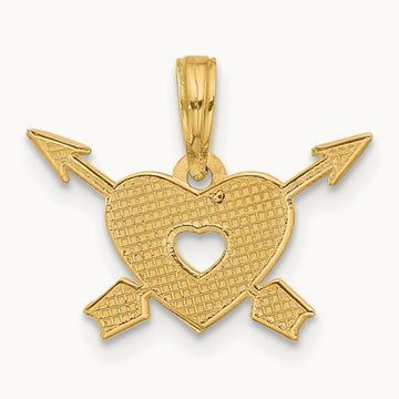 Polished Heart and Arrows Charm, 14K