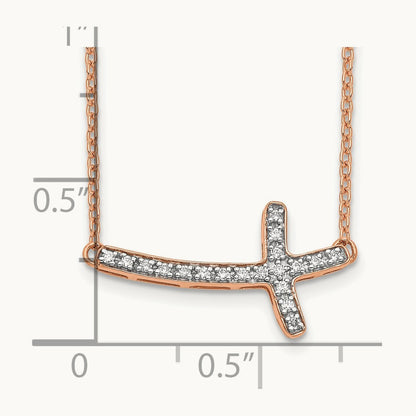 Diamond Sideways Cross 18in Necklace