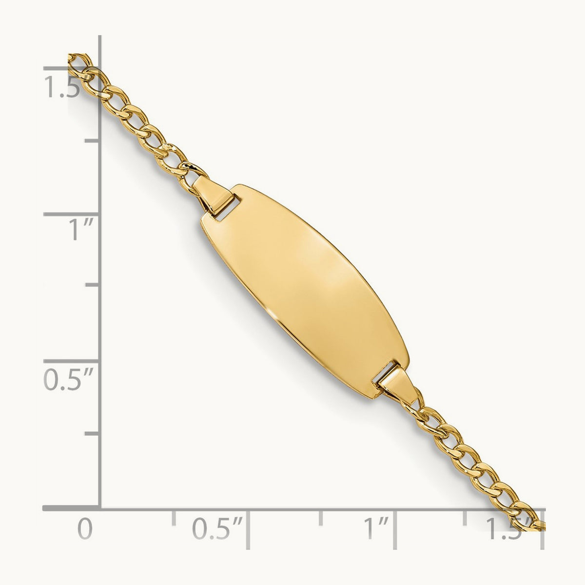 Semi-Solid Oval Curb ID Bracelet — 14K Yellow Gold, 7mm